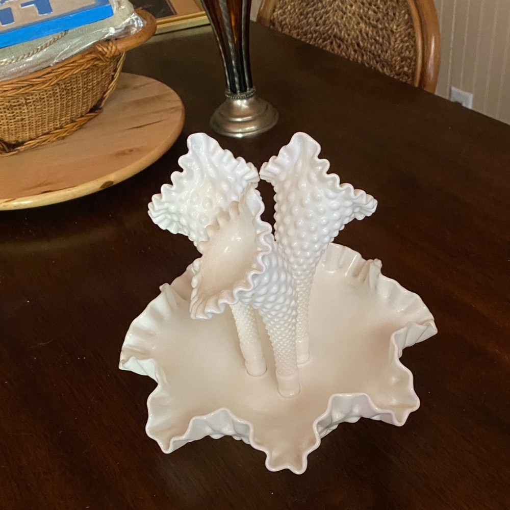 3 Bloom Milk Glass Vase